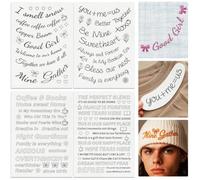 DOODLREAM 45Pcs English Phrases Water Soluble Hand Sewing Stabilizers, 21 x 29.7cm Motivational Sentences Embroidery Pattern Stabilizer, 4 Sheets Family Words Stick and Stitch Embroidery Paper Sticker
