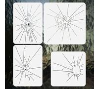 Doodlream 4Pcs Broken Glass Stencils for Painting Shattered Stencil Drawing Template, DIY Craft Paint Template for Wall Home Decor Wood Burning Card Journal Canvas 30×30cm