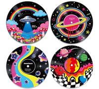 DOODLREAM 4Pcs Color Space Vinyl Record Wall Decor 30 cm UFO Mushroom Wall Art Posters for Room Aesthetic, Retro Record Decor for Music Party Studio Living Room DIY Craft Project