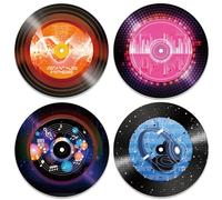 DOODLREAM 4PCS Colorful Abstract Music Vinyl Record Wall Decor 30 cm Hippy Musical Note Wall Art Posters for Room Aesthetic, Retro Record Decor for Music Party Studio Living Room DIY Craft Project