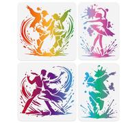 DOODLREAM 4Pcs Dancer Silhouettes Stencils for Painting, Reusable Dancing Stencil Drawing Templates, Paint Splash DIY Craft Paint Templates for Wall Home Decor Wood Burning Canvas Canvas Fabric