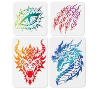 Doodlream 4Pcs Dragon Stencils for Painting Reusable Dragon Head Eye and Claw Art Stencil, DIY Drawing Templates for Wall Home Decor Wood Burning Canvas Canvas Fabric