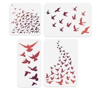 Doodlream 4Pcs Flock of Birds Stencil for Painting Flying Birds Stencil Drawing Template, Bird Silhouette DIY Craft Paint Template for Wall Home Decor Wood Burning Card Journal Canvas