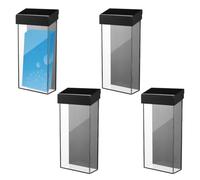 DOODLREAM 4PCS Outdoor Brochure Holder with Lid for 4x9 Flyers & Notices | Clear Acrylic Wall Mounted Flyer Box for Tri-Fold Booklets, Black Waterproof Literature Holder, Pamphlet Map Menu Dispenser