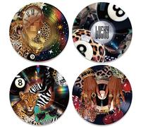 DOODLREAM 4Pcs Retro Leopard Print Vinyl Record Wall Decor, 30cm Leopard Billiard Disco Wall Art Posters for Room Aesthetic, Retro Record Decor for Music Party Studio Living Room DIY Craft Project