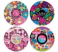 DOODLREAM 4Pcs Y2K Hippy Mushrooms Vinyl Record Pink Wall Decor 30.5cm