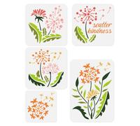 DOODLREAM 5Pcs Dandelion Wall Stencil Templates 29.7 x 21cm Reusable Plastic Leaf Pattern Stencils for Painting on Wood Wall Floor Fabric Glass Furniture, DIY Home Decor or Craft Stencils