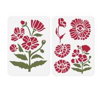 DOODLREAM 6 Styles Poppy Flower Stencils for Painting, 29.7×21cm Reusable Floral Stencil Drawing Templates, DIY Craft Paint Templates for Wall Home Decor Wood Burning Canvas Journal Card