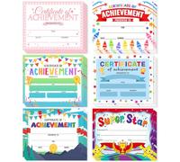 Doodlream 60Pcs Multicolor Achievement Certificates, 25x20cm Blank Colorful Playful Recognition Award, Certificate Paper for Classroom Rewards & Special Occasions