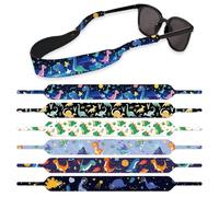 DOODLREAM 6Pcs Floating Sunglass Straps, Lightweight Neoprene Glasses Holder Straps with 6 Different Cute Dinosaurs Pattern, Colorful Printed Eyewear Retainer