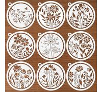 DOODLREAM 6Pcs Sun Star Moon Phases Stencils for Painting, Reusable Clouds Stencil Drawing Templates, Moon Star DIY Craft Paint Templates for Wall Home Decor Wood Burning Canvas Journal