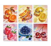 DOODLREAM 6Pcs Unframed Disco Fruits Canvas Wall Art, 20x25cm Waterproof Retro Disco Ball Wall Poster, Decor for Home Office Living Room Bathroom Bedroom