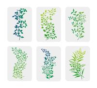 DOODLREAM 6Pcs Vine Leaves Wall Stencil Templates 29.7 x 21cm Reusable Plastic Plant Art Stencils for Painting on Wood Wall Floor Tile Fabric Glass Furniture, Flower DIY Home Decor Or Craft Stencil