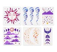 DOODLREAM 6Pcs Witchy Mystical Stencils for Painting, Reusable Magic Potion Crystal Stencil Drawing Templates, Tarot Cards DIY Craft Paint Templates for Wall Home Decor Wood Burning Canvas Journal