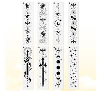 DOODLREAM 8 Pcs Book Edge Stencils Template 30x7.5 cm Reusable Plastic Moon Star Dragon Border Stencil for Painting on Book Furniture Journal Scrapbook, DIY Craft Drawing Stencils