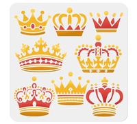 DOODLREAM 8 Styles Crown Stencil for Painting, 30×30cm Reusable Headwear Stencil Drawing Template, Queen King Crown DIY Craft Paint Template for Wall Home Decor Wood Burning Card Journal Fabric