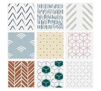 DOODLREAM 9Pcs Modern Geometric Wall Stencil Templates 30 x 30cm Reusable Plastic Simple Style Stencils for Painting on Wood Wall Floor Tile Fabric Glass Furniture, DIY Home Decor or Craft Stencil