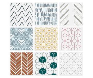 DOODLREAM 9Pcs Modern Geometric Wall Stencil Templates 30 x 30cm Reusable Plastic Simple Style Stencils for Painting on Wood Wall Floor Tile Fabric Glass Furniture, DIY Home Decor or Craft Stencil