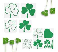 DOODLREAM 9Pcs St Patrick's Day Decorating Shamrock Wall Stencil Templates Reusable Large Medium Small Botanical Leaf Stencils for Painting on Wood Wall Floor Fabric Glass Furniture, DIY Home Decor