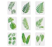 Doodlream 9Pcs Tropical Leaves Wall Stencil Templates 11.7 x 8.3 Inch Reusable Plastic Leaf Stencils for Painting on Wood, Wall, Floor, Fabric, Glass, Furniture, DIY Home Decor, Craft Drawing Stencils