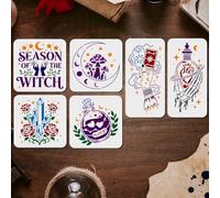 DOODLREAM 9Pcs Wildflower Stencils for Painting, 20 x 20 cm Reusable Round Flower Stencil Drawing Templates, Floral DIY Craft Templates for Wall Home Decor Wood Burning with Storage Ring