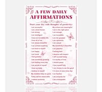 DOODLREAM A Few Daily Affirmations Sign Pink Aesthetic Wall Decor Metal Tin Sign 8" x 12" Motivational Vintage Wall Art Poster for Home Bedroom Coffee Room She Shed Wall Decor Gift