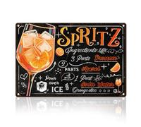 DOODLREAM Aperol Spritz Bar Tin Sign 20 x 30 cm Cocktail Recipe Wall Decor Classic Metal Sign Vintage Wall Poster for Home Bar Pub Kitchen Man Cave Decor Gift