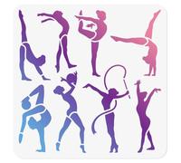 DOODLREAM Artistic Gymnast Stencil for Painting, 30 x 30cm Reusable Plastic Sport Athlete Women Stencil Drawing Template, DIY Craft Paint Template for Wall Home Decor Wood Burning Card Journal Paper