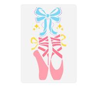 DOODLREAM Ballerina on Toes Slippers Shoes Ballet Dance Wall Stencil Template 29.7 x 21cm Reusable Dancing Shoes Stencil for Painting on Wood Wall Floor Fabric