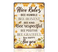 DOODLREAM Bee Hive Rules Retro Wall Decor Metal Tin Sign 20 x 30cm Beekeeping Bee Humble Vintage Wall Art Poster for Farmhouse Yard Garden Outdoor Clubs Decor Gift