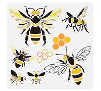 DOODLREAM Bee Wall Stencil Template 30 x 30cm Reusable Plastic Bee Stencils for Painting on Wood Wall Floor Fabric Glass Furniture, Bee DIY Home Decor Or Craft Stencil