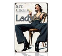 DOODLREAM Bold Feminist Cool Women Tin Sign Retro Metal Wall Decor 20 x 30cm Vintage Sit Like a Lady Wall Art Poster for Home Cafes Bathroom Garden Gallery Man Cave Office Clubs Decor Gift