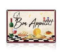 DOODLREAM Bon Appetit Kitchen Tin Sign Food Wall Decor 20 x 30 cm Chef Metal Sign for Home Kitche Restaurant Cafe Bar Shop Decor Gift