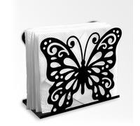 Doodlream Butterfly Decorative Black Metal Napkin Holder for Table, 13.5 x 11.2 x 5cm Standing Napkin Holder for Home Kitchen Restaurant Picnic Party Coffee Bar Dining Room