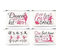 Doodlream Canvas Dancer Makeup Bag - 4Pcs 23 x 15 cm Dancer Survival Kit Gift Cosmetic Bags Travel Organizer Portable Accessories with Zipper