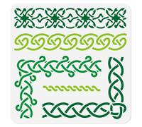 DOODLREAM Celtic Knot Border Stencil for Painting, 30 x 30cm Reusable Plastic Traditional Irish Stencil Drawing Template, DIY Craft Paint Template for Wall Home Decor Wood Burning Card Journal Paper