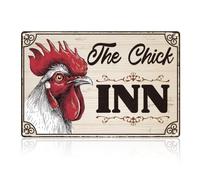 DOODLREAM Chick Inn Tin Sign 30 x 20 cm Chicken Coop Yard Wall Decor Metal Sign Vintage Wall Poster for Farmhouse Courtyard Garden Farm Decor Gift