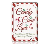 DOODLREAM Christmas Sweets Candy Cane Lane Tin Sign Wall Decor 30 x 20 cm | Vintage Novelty Metal Wall Decor Holiday Christmas Candy Treats Art Poster Gift for Kitchen Farmhouse Bar Wall Decoration