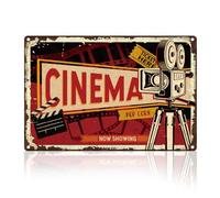 DOODLREAM Cinema Retro Wall Decor Metal Tin Sign 8" x 12" Projector Triangle Rectangle Vintage Wall Art Poster for Home Coffee Room Clubs Movie Decor Gift