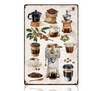 DOODLREAM Coffee Bean Machine Tin Sign Retro Metal Wall Decor 20 x 30cm Cup of Coffee Vintage Wall Art Poster for Home Cafe Room Bar Kitchen Man Cave Decor Gift