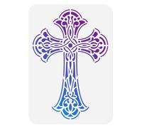 DOODLREAM Cross Celtic Stencil for Painting 29.7 x 21cm A4 Size Reusable Plastic Maltese Cross Easter Stencils for Painting on Wood Wall Fabric Canvas, Maltese DIY Home Decor Craft Stencil