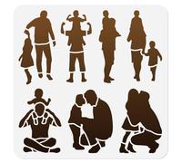 DOODLREAM Dad Silhouette Stencil for Painting, 30 x 30cm Reusable Plastic Father's Day Stencil Drawing Templates, Father DIY Craft Paint Template for Wall Home Decor Wood Burning Card Journal Paper