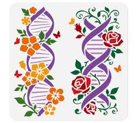 DOODLREAM DNA Double Helix Structure Flowers Stencils for Painting, 30 x 30 cm Roses Butterflies Templates, Floral and Insects Stencils for Drawing on Furniture Wall Floor Fabric DIY Decoration