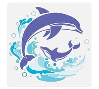 DOODLREAM Dolphin Wall Stencil Template 30 x 30cm Reusable Plastic Ocean Sea Creature Themed Stencil for Painting on Wood Wall Floor Fabric Glass DIY Home Decor