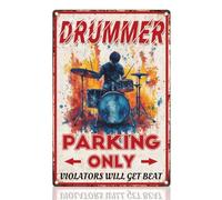 DOODLREAM Drummer Parking Only Tin Sign Retro Metal Wall Decor 20 x 30cm Vintage Drummer Music Group Wall Art Poster for Home Cafes Pub Bar Garden Gallery Man Cave Office Clubs Decor Gift