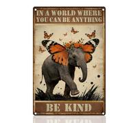 DOODLREAM Elephant Butterfly Metal Tin Sign Wall Decor You Can Be Anything 20 x 30 cm Vintage Wall Poster for Home Farmhouse Bar Man Cave Cafe Bedroom Office Dorm Decor Gift