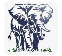 DOODLREAM Elephant Stencil for Painting, 30 x 30cm Reusable Plastic Forest Animal Stencil Drawing Template, DIY Craft Paint Template for Wall Home Decor Wood Burning Card Journal Paper