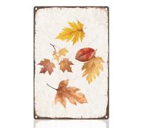 DOODLREAM Falling Leaves Tin Sign Watercolour Autumn maple leaf Wall Metal Wall Decor Wall Poster 20 x 30cm