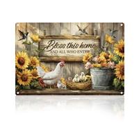 DOODLREAM Farmhouse Chicken Coop Retro Wall Decor Metal Tin Sign 20x30cm Farm Hen Hatching Sunflower Vintage Wall Art Poster for Farmhouse Barn Garden Outdoor Club Decor