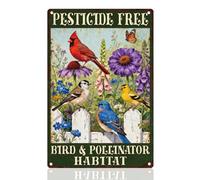 DOODLREAM Flowers Birds Tin Sign Retro Metal Wall Decor 20 x 30 cm Vintage Bird Pollinator Habitat Wall Art Poster for Home Room Cafes Bar Outdoor Kitchen Garden Yard Decor Gift